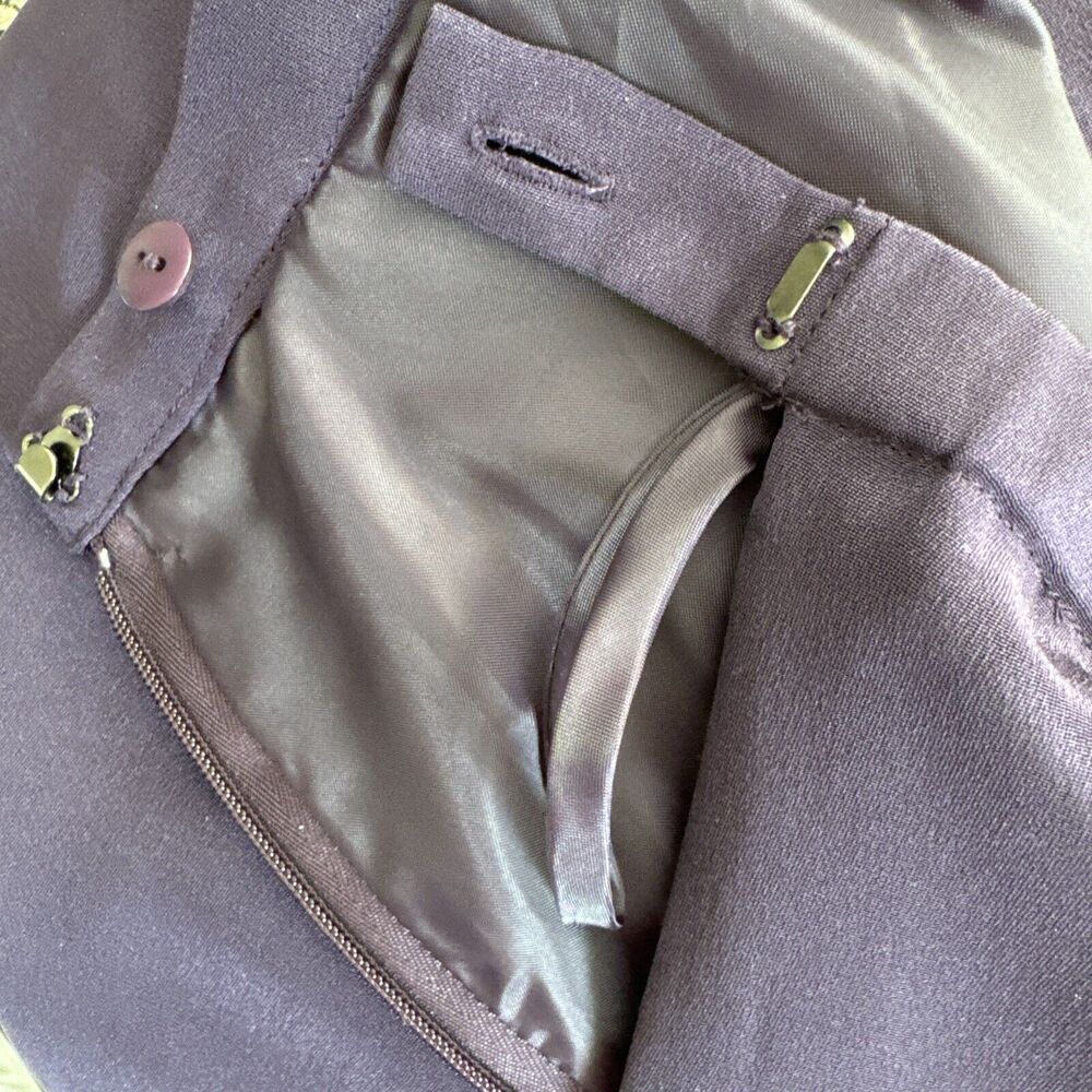 100% Silk Trousers Pants Talbots Women's Size 12 Purple High Waisted Pleated - Picture 11 of 12